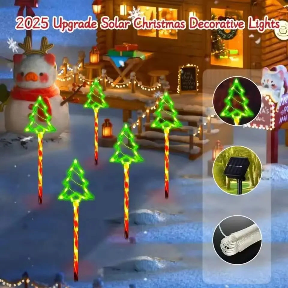 5PC/set Solar Candy Christmas Tree Garden Lights Outdoor Waterproof Lawn Lamp LED Decoration Stake