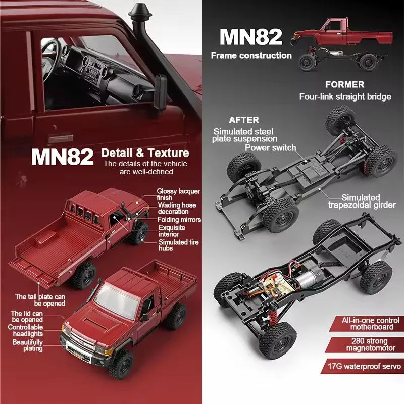 MN82 1:12 4WD RC Pickup Truck with LED Lights