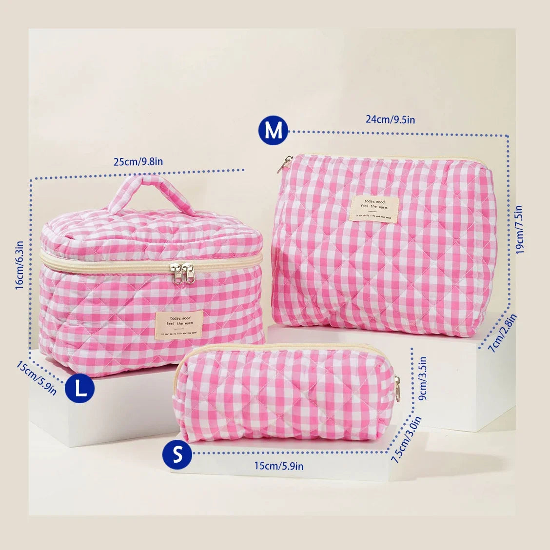 Quilted Cotton Makeup Bag