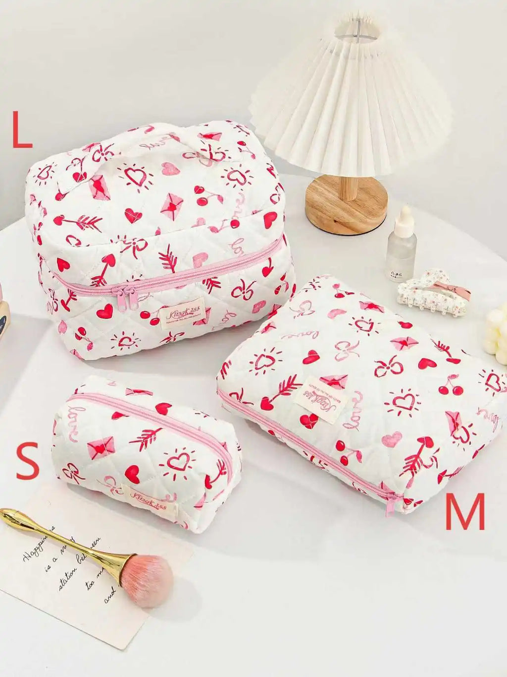 Quilted Cotton Makeup Bag