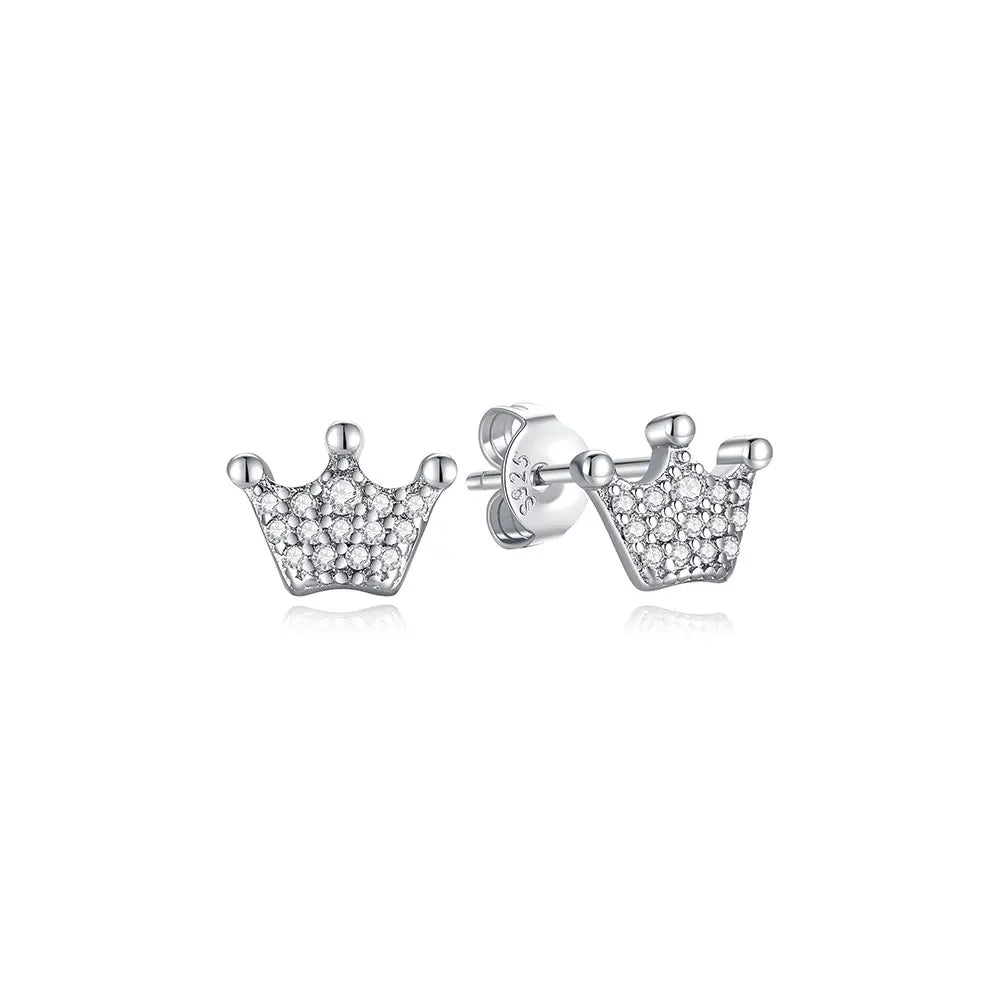 925 Sterling Silver Crown, Heart & Bee Earrings