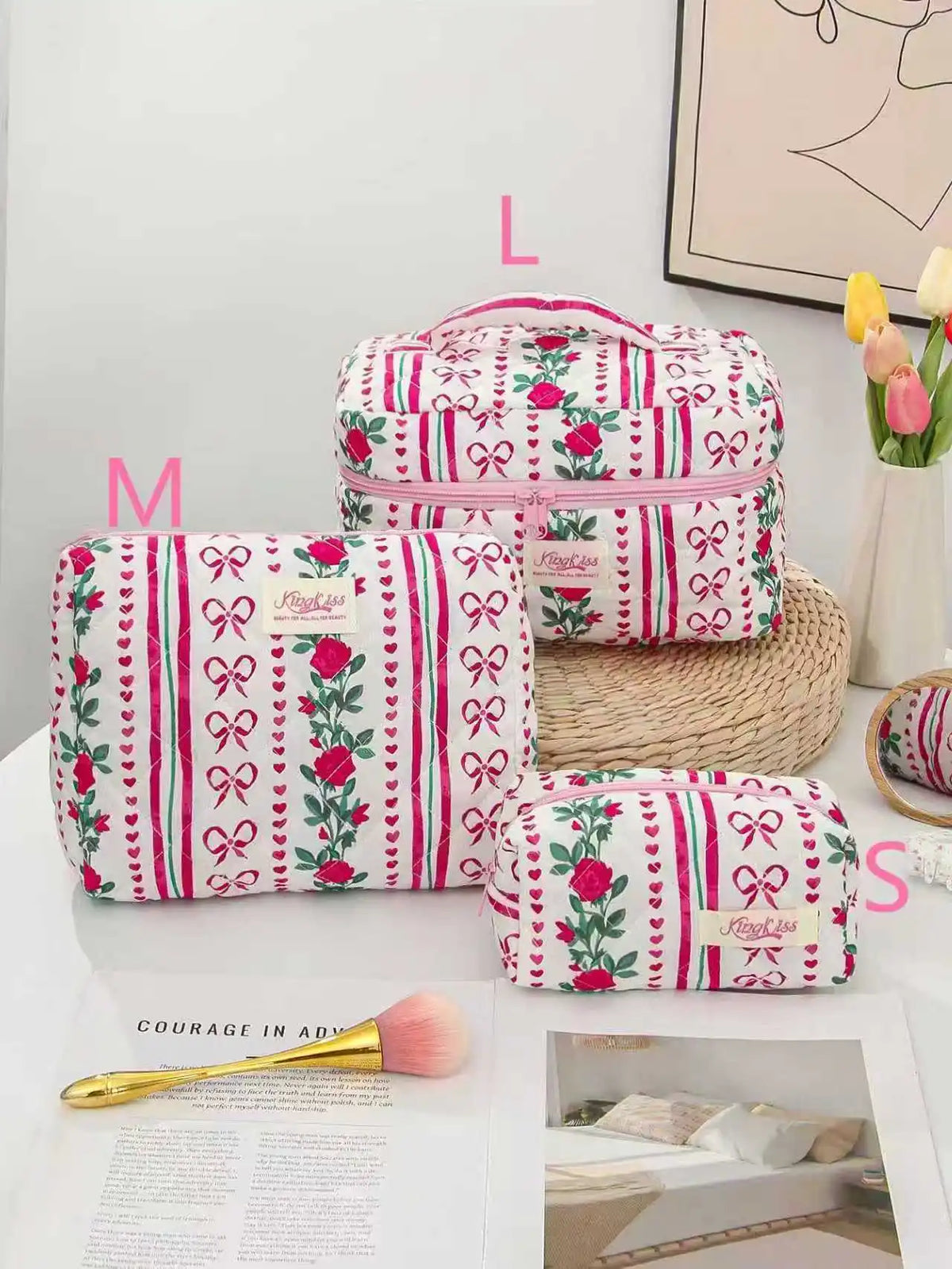 Quilted Cotton Makeup Bag