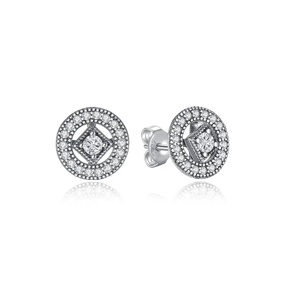 925 Sterling Silver Crown, Heart & Bee Earrings
