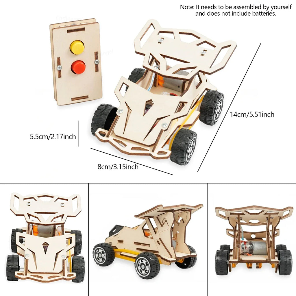 DIY 4WD Wooden Remote-Control Car STEM Kit