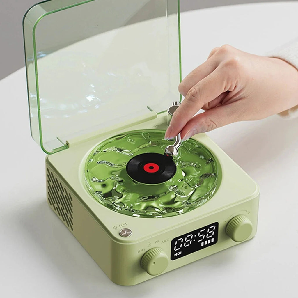 Record Player-Style Bluetooth Speaker with Ambient Lights