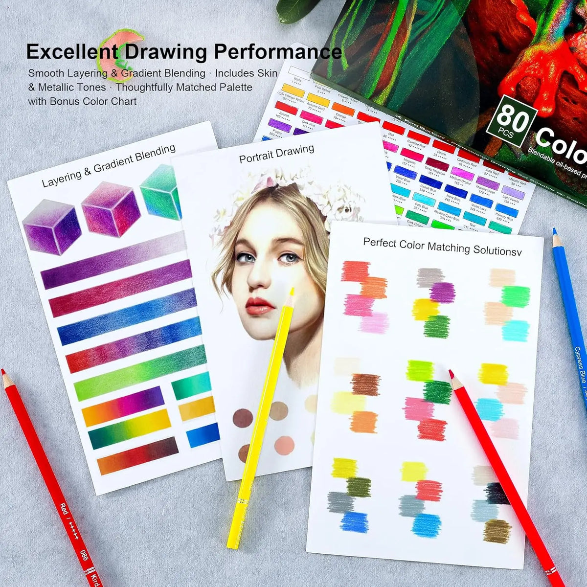 Oil-Based Colored Pencils, Set of 80