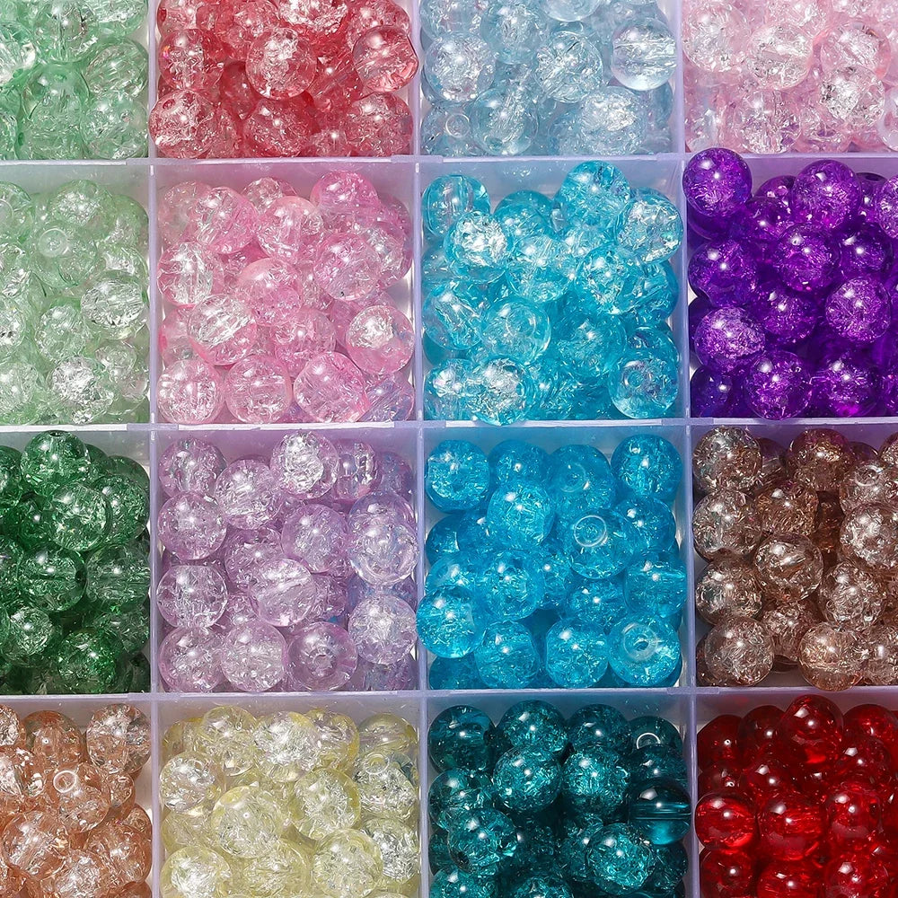 8 mm Crackle Glass Jewelry-Making Beads