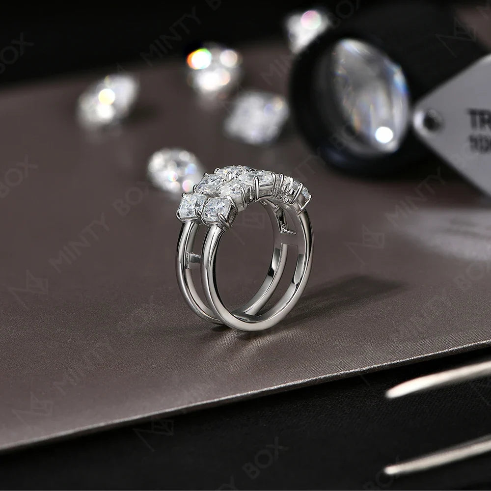 MINTYBOX 3.5ct Moissanite Wedding Band Ring with Lab Diamond S925 Sterling Silver Engagement Rings For Women Fine Jewelry Gift