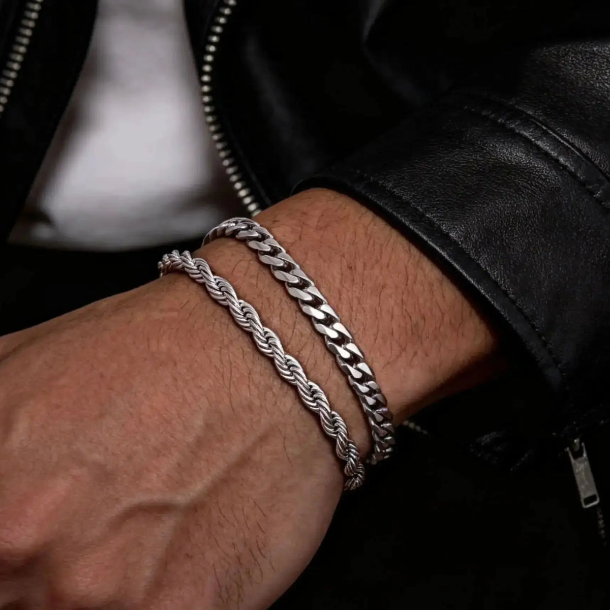 Men's Two-Piece Stainless Steel Chain Bracelet Set