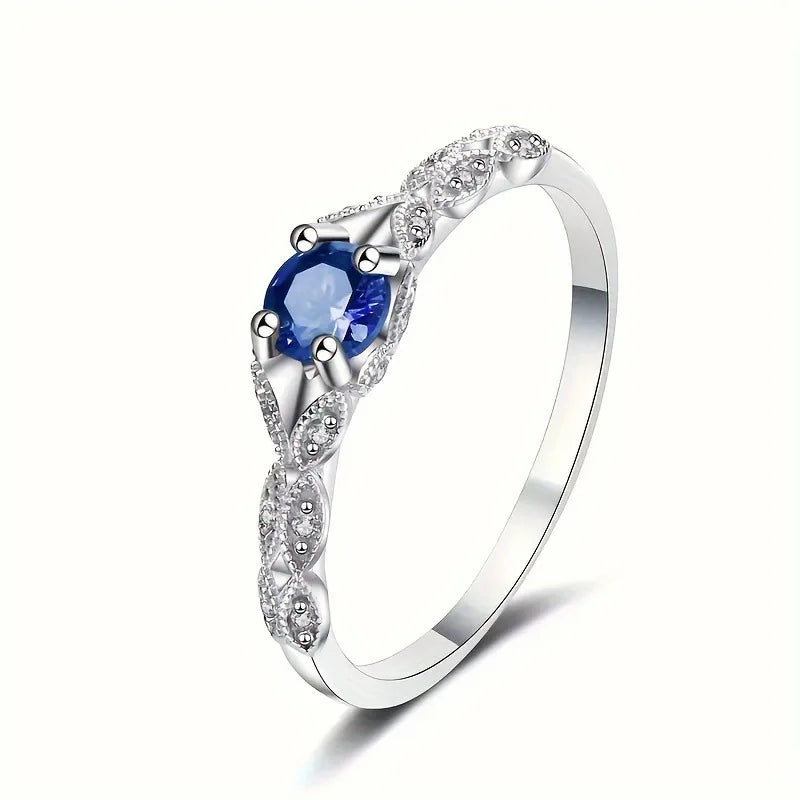 925 Sterling Silver Amethyst-Color Zirconia Ring
