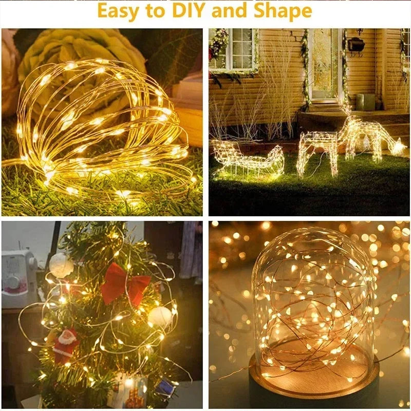 USB LED Curtain Fairy String Lights — 3 m, 8 Modes
