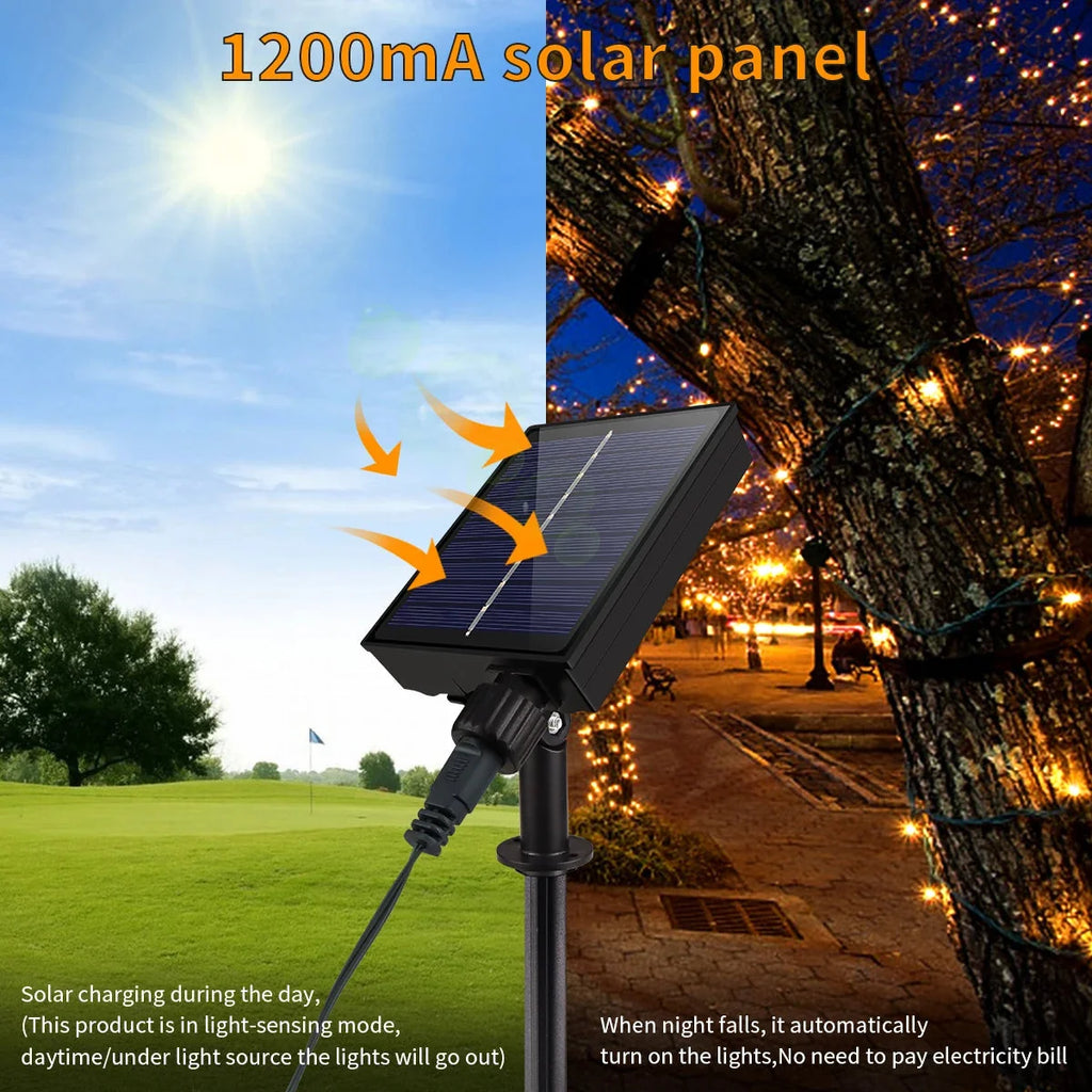 Solar-Powered Outdoor Christmas String Lights – Multiple Sizes