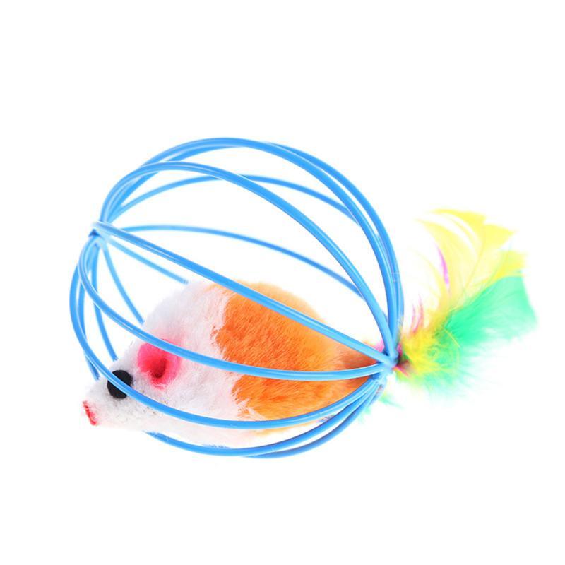 1 Pcs Cat Toy Stick Feather Wand with Bell Mouse Cage Toys Plastic Artificial Colorful Cat Teaser Toy Pet