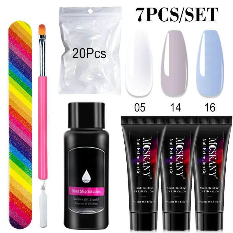 Poly Nail Gel Extension Kit with 6W LED Lamp