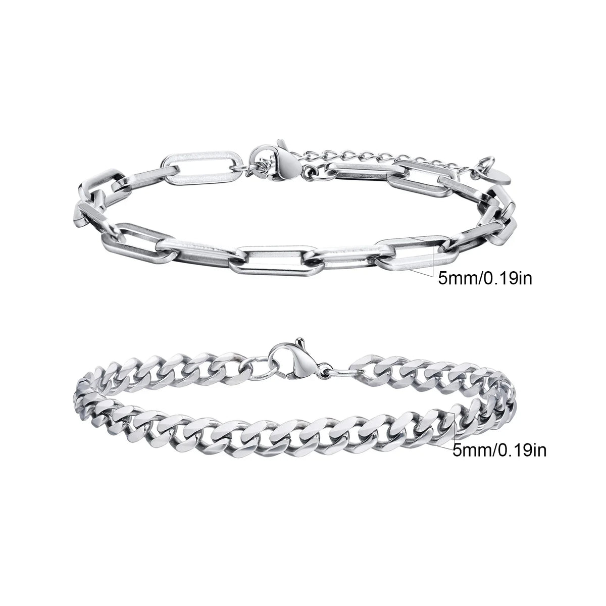 Men's Two-Piece Stainless Steel Chain Bracelet Set