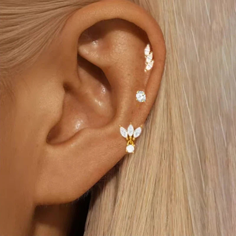 Three-Piece Stainless Steel Hoop & Stud Earring Set