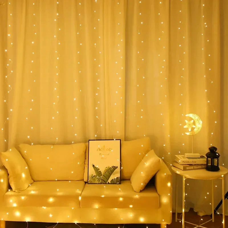 USB LED Curtain Fairy Lights with Remote — 8 Modes