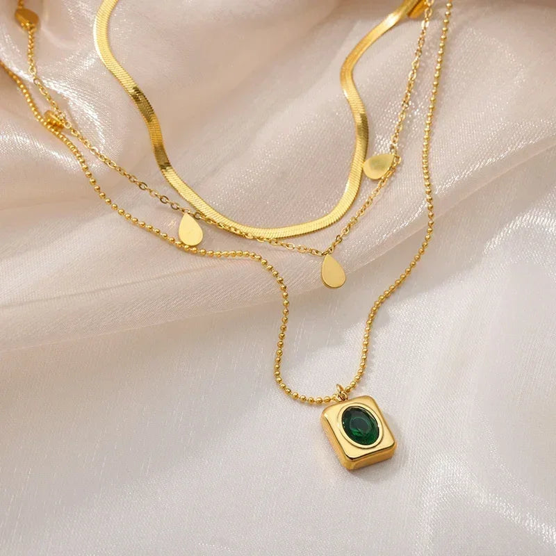 316L Stainless Steel Layered Heart Necklace