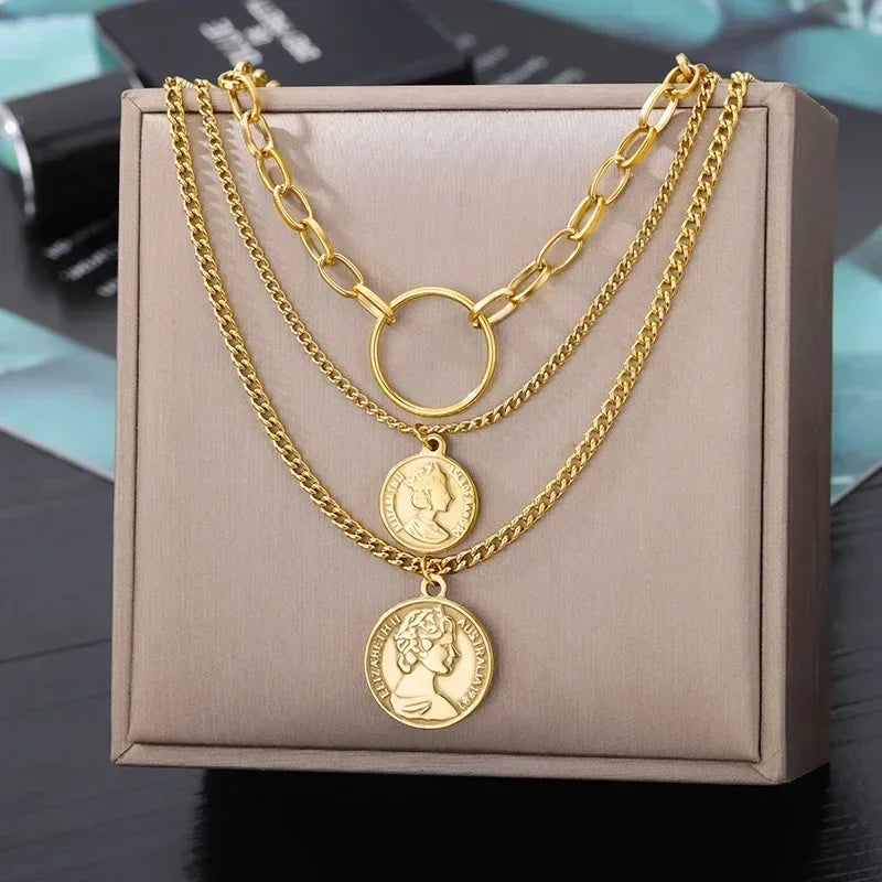 316L Stainless Steel Layered Heart Necklace