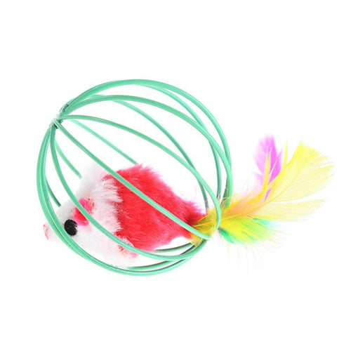 1 Pcs Cat Toy Stick Feather Wand with Bell Mouse Cage Toys Plastic Artificial Colorful Cat Teaser Toy Pet