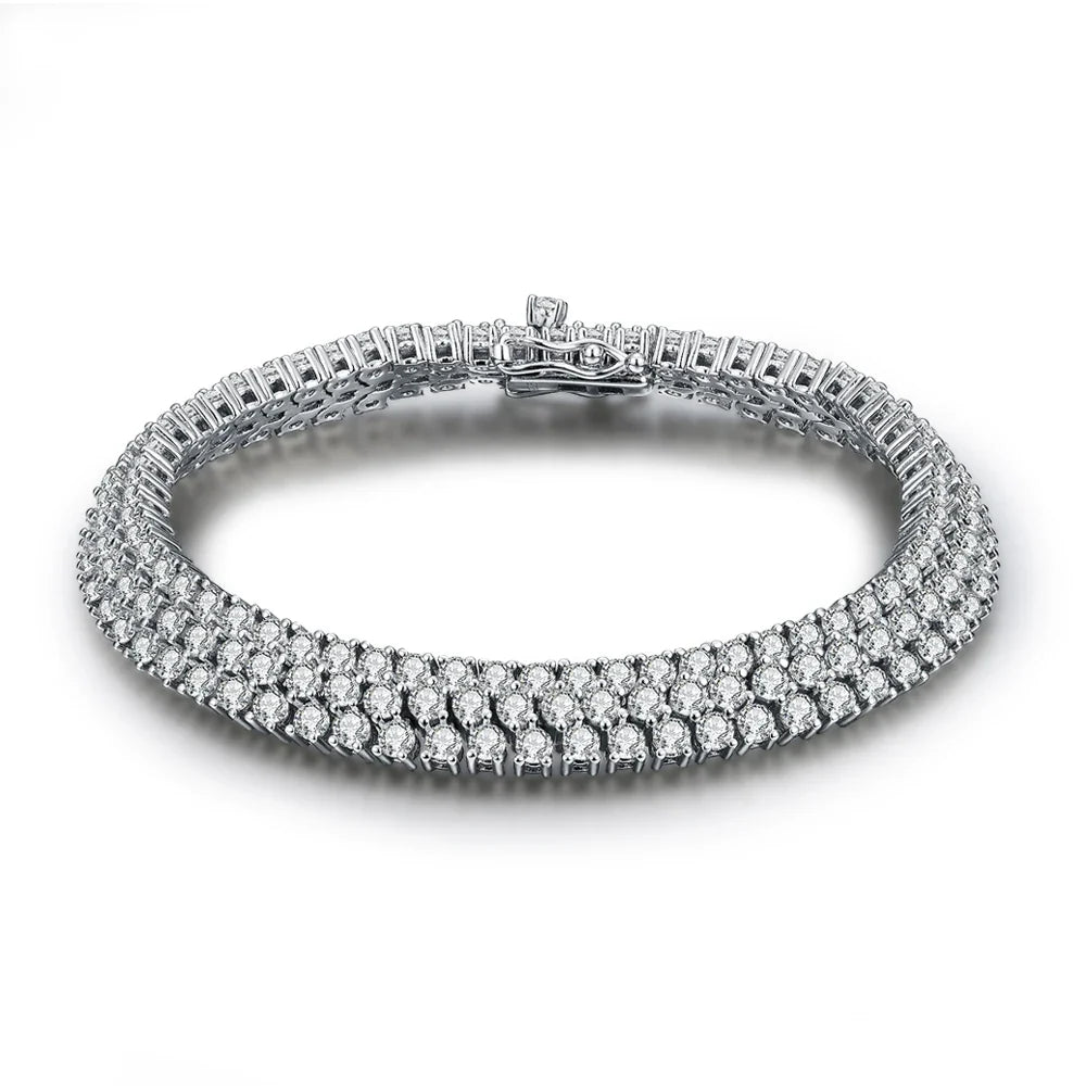 MINTYBOX S925 Sterling Silver All Moissanite Tennis Bracelet for Women D VVS1 Diamond Gold Plated Luxury Wedding Fine Jewelry