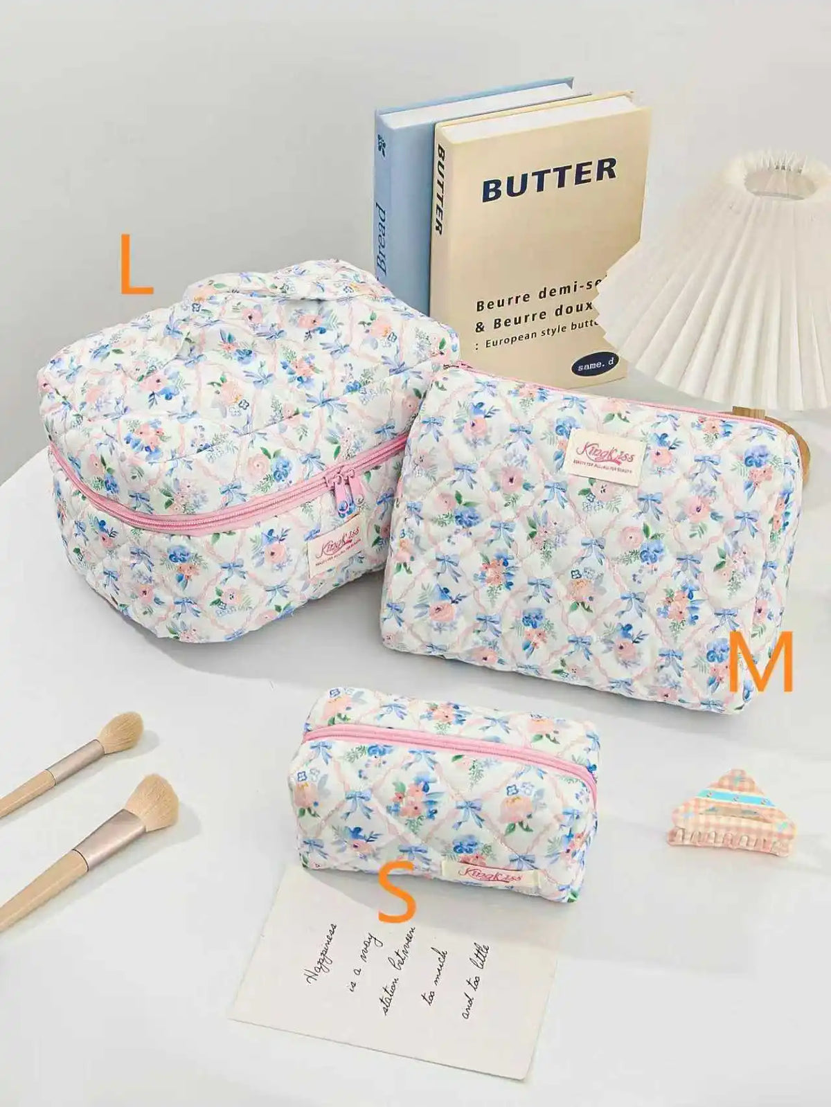 Quilted Cotton Makeup Bag