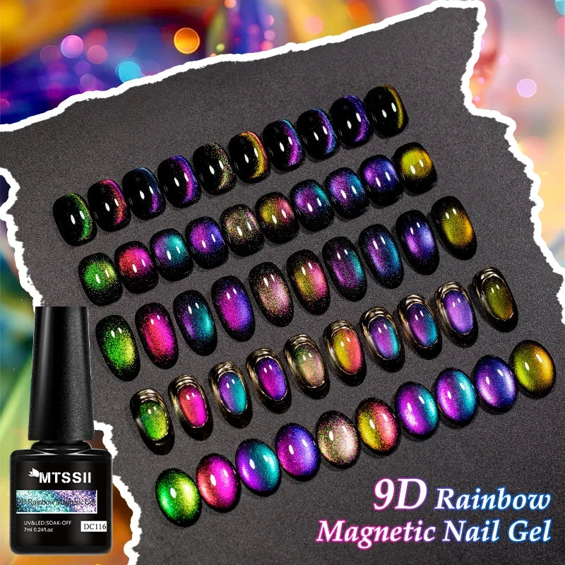 9D Rainbow Cat-Eye Magnetic Gel Nail Polish
