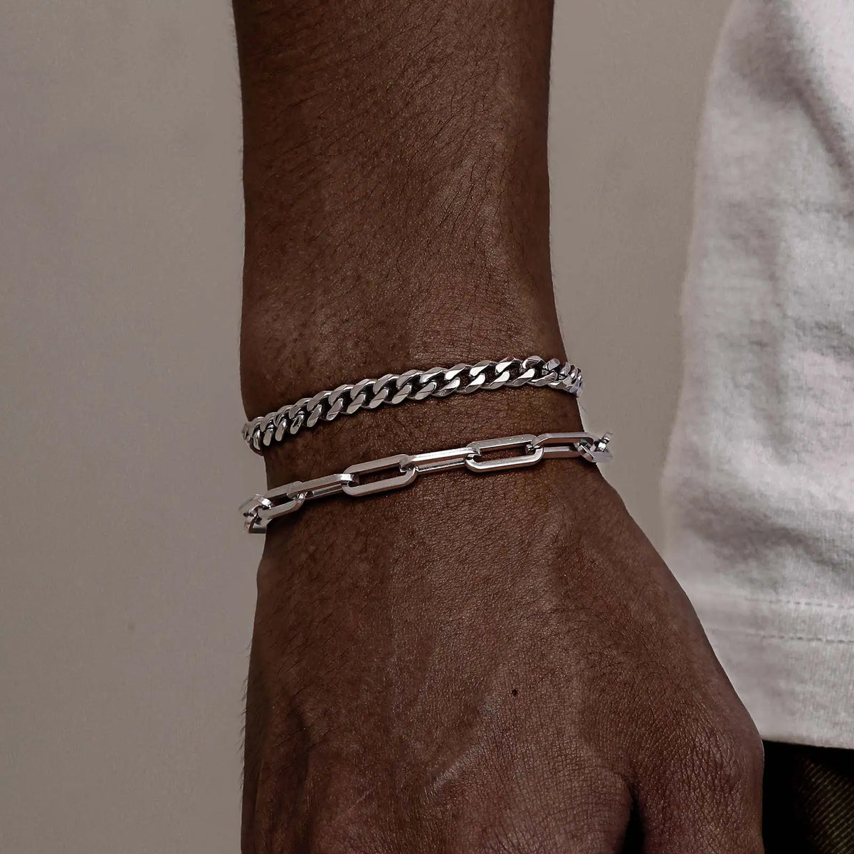 Men's Two-Piece Stainless Steel Chain Bracelet Set