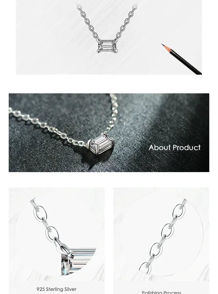 925 Sterling Silver Zirconia Charm Pendant Necklace