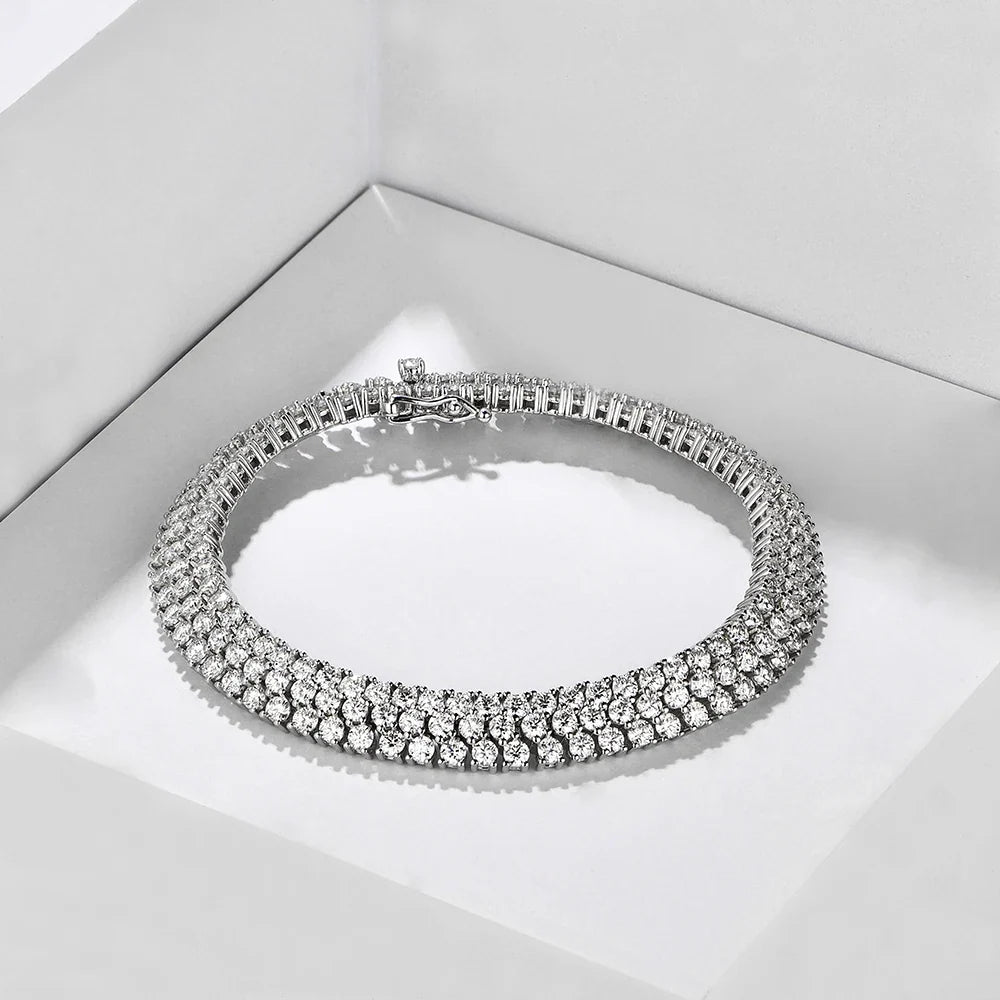 MINTYBOX S925 Sterling Silver All Moissanite Tennis Bracelet for Women D VVS1 Diamond Gold Plated Luxury Wedding Fine Jewelry
