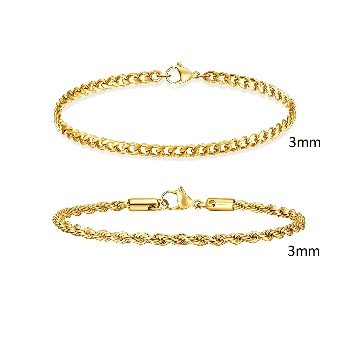 Men's Two-Piece Stainless Steel Chain Bracelet Set