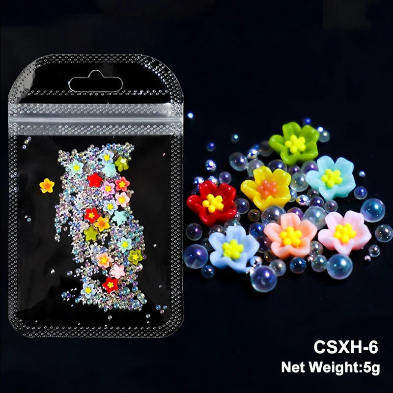 Acrylic Flower Nail Art Decorations, 5 g
