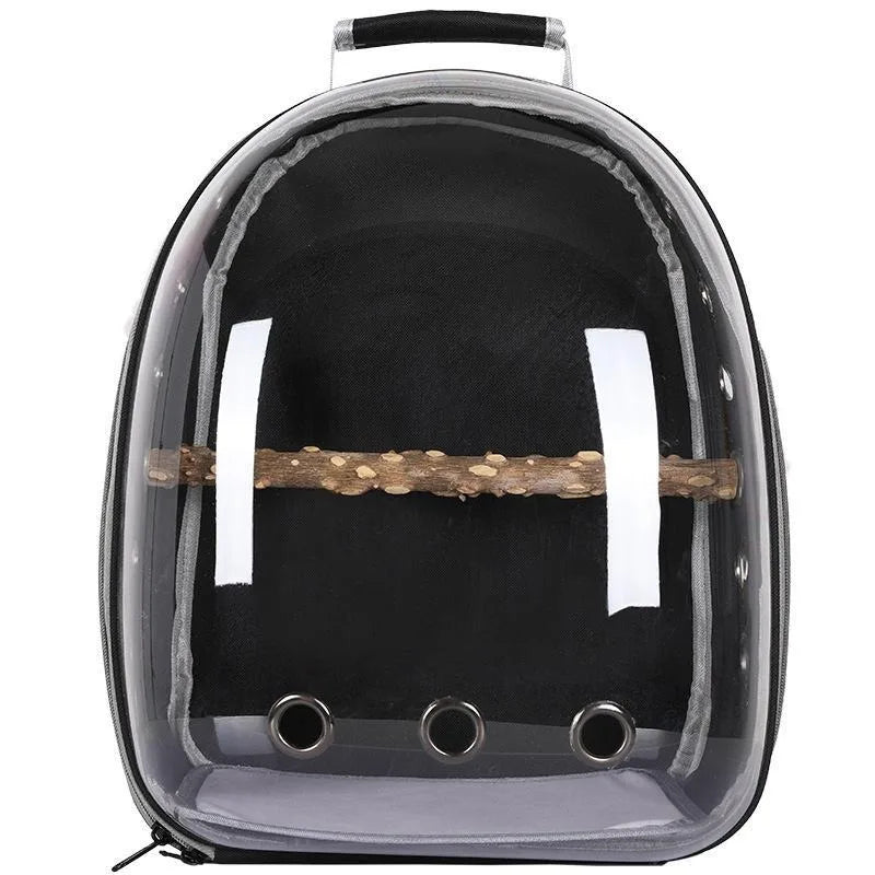 Bird Travel Carrier Cage Clear Backpack to Carry Parakeet Cockatiel Parrot with Metal Tray Wood Perch parrot