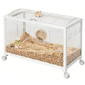 Hamster Cage with Wheels, Metal & Acrylic Habitat for Hamster, Guinea Pig, Gerbil, Mice, Chew-Proof, Dual Doors
