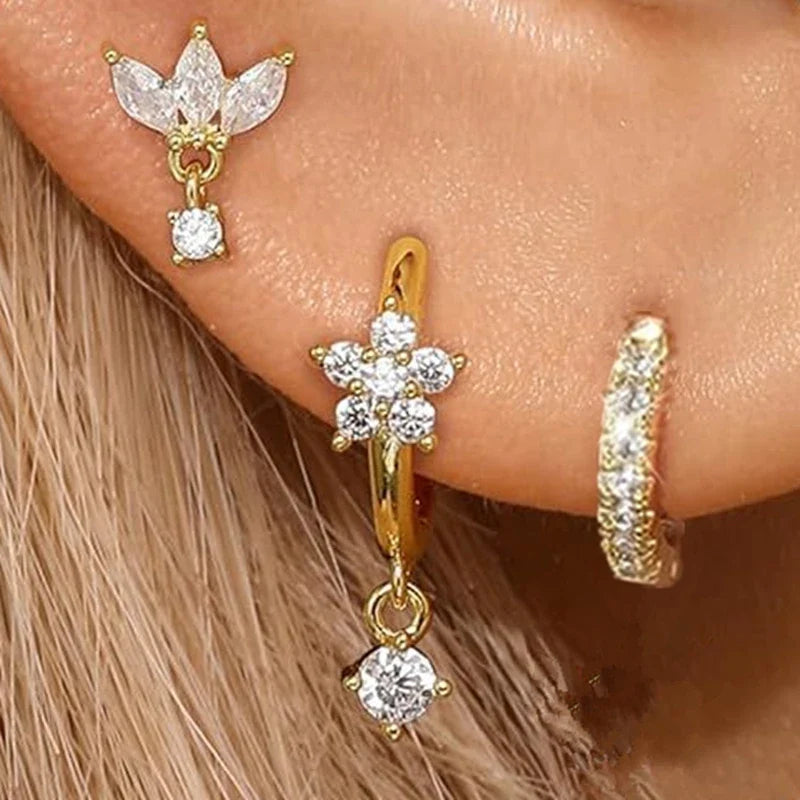 Three-Piece Stainless Steel Hoop & Stud Earring Set