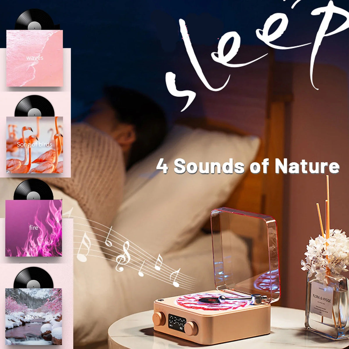 Record Player-Style Bluetooth Speaker with Ambient Lights
