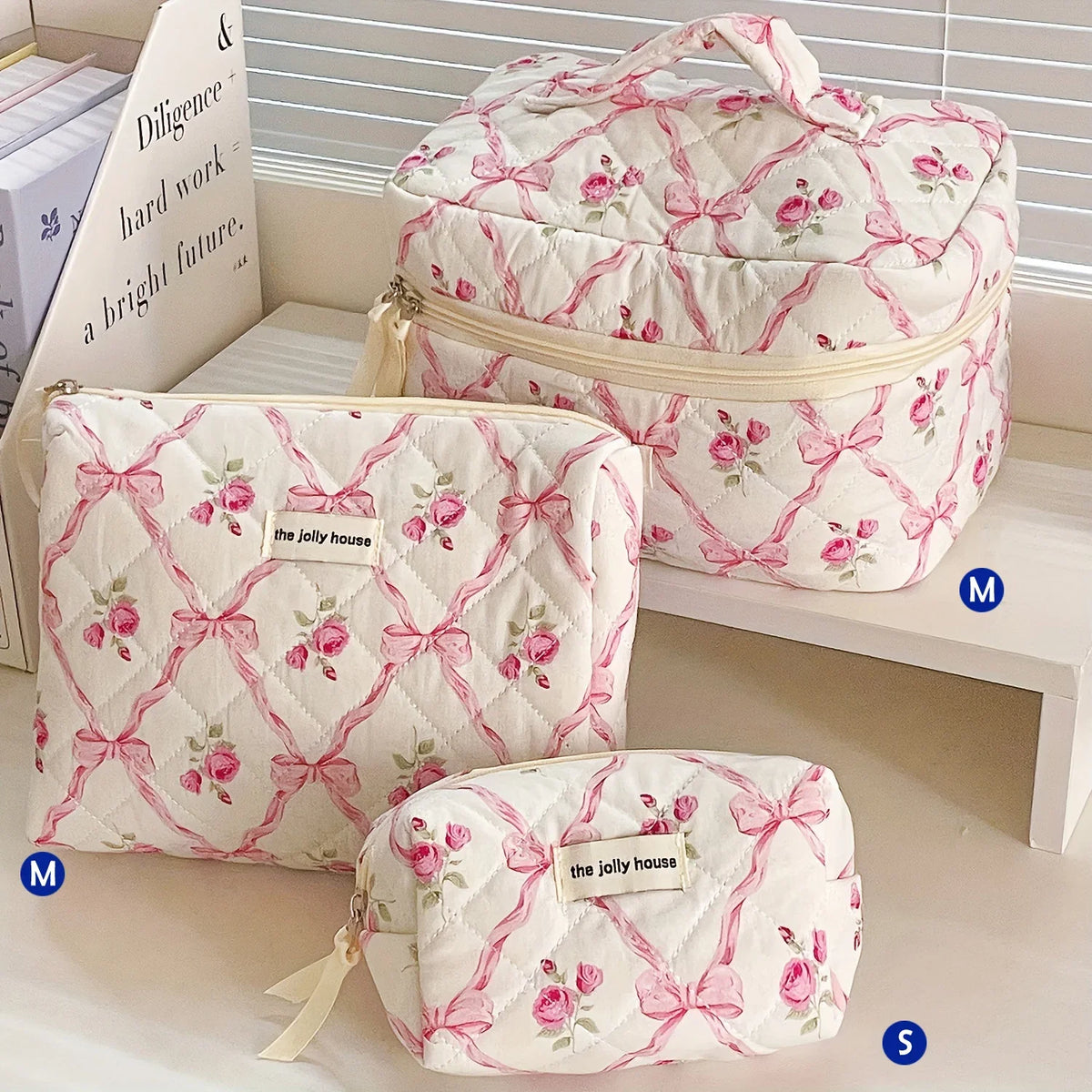 Quilted Cotton Makeup Bag