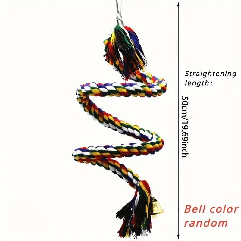 Colorful Braided Rope Parrot Swing & Bird Cage Toy