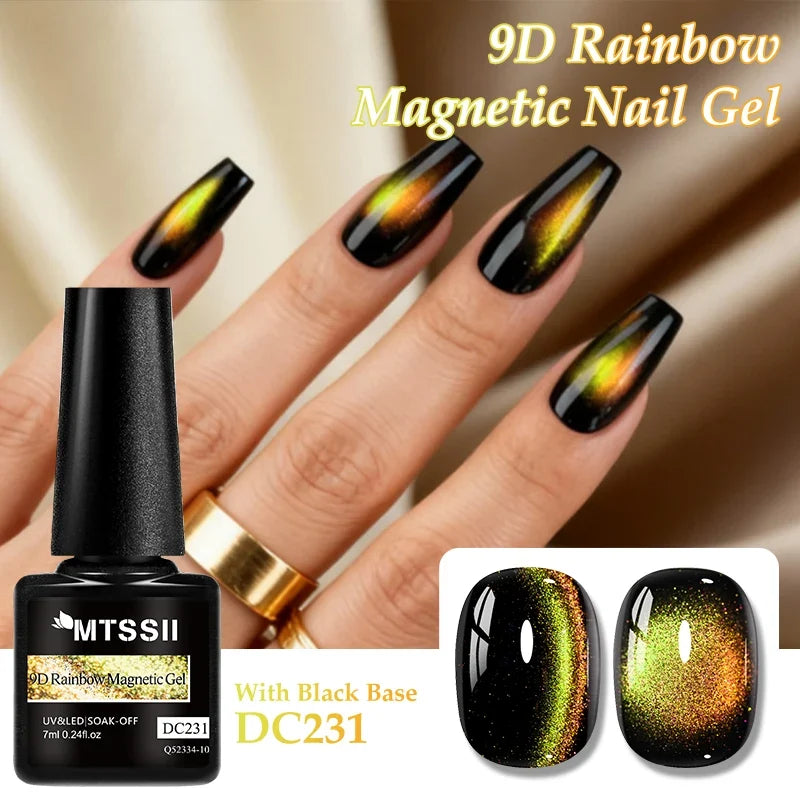 9D Rainbow Cat-Eye Magnetic Gel Nail Polish
