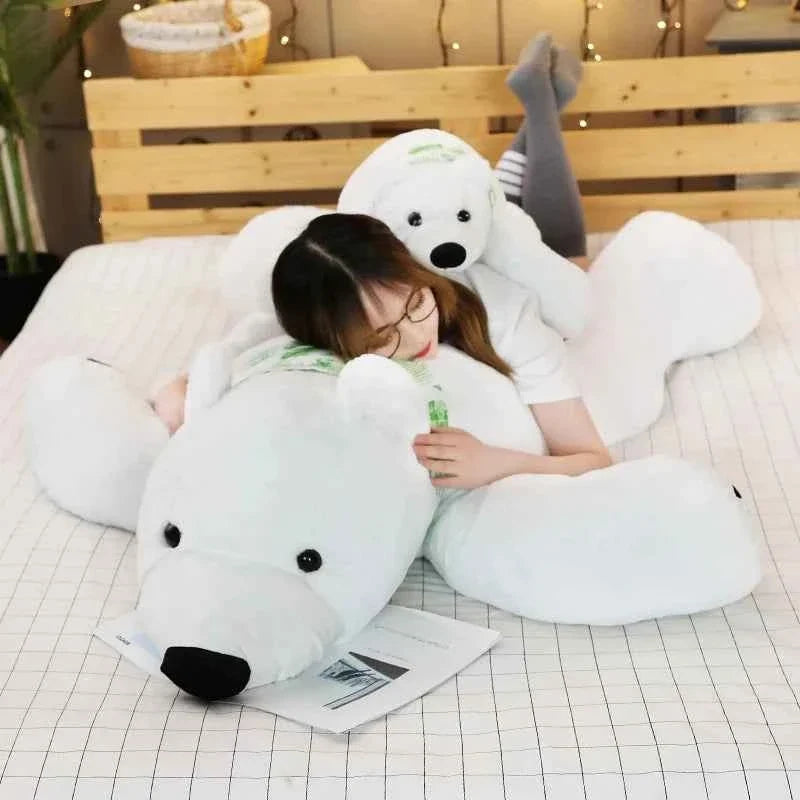 Giant Polar Bear Plush Pillow — 23.6–39.4 Inches