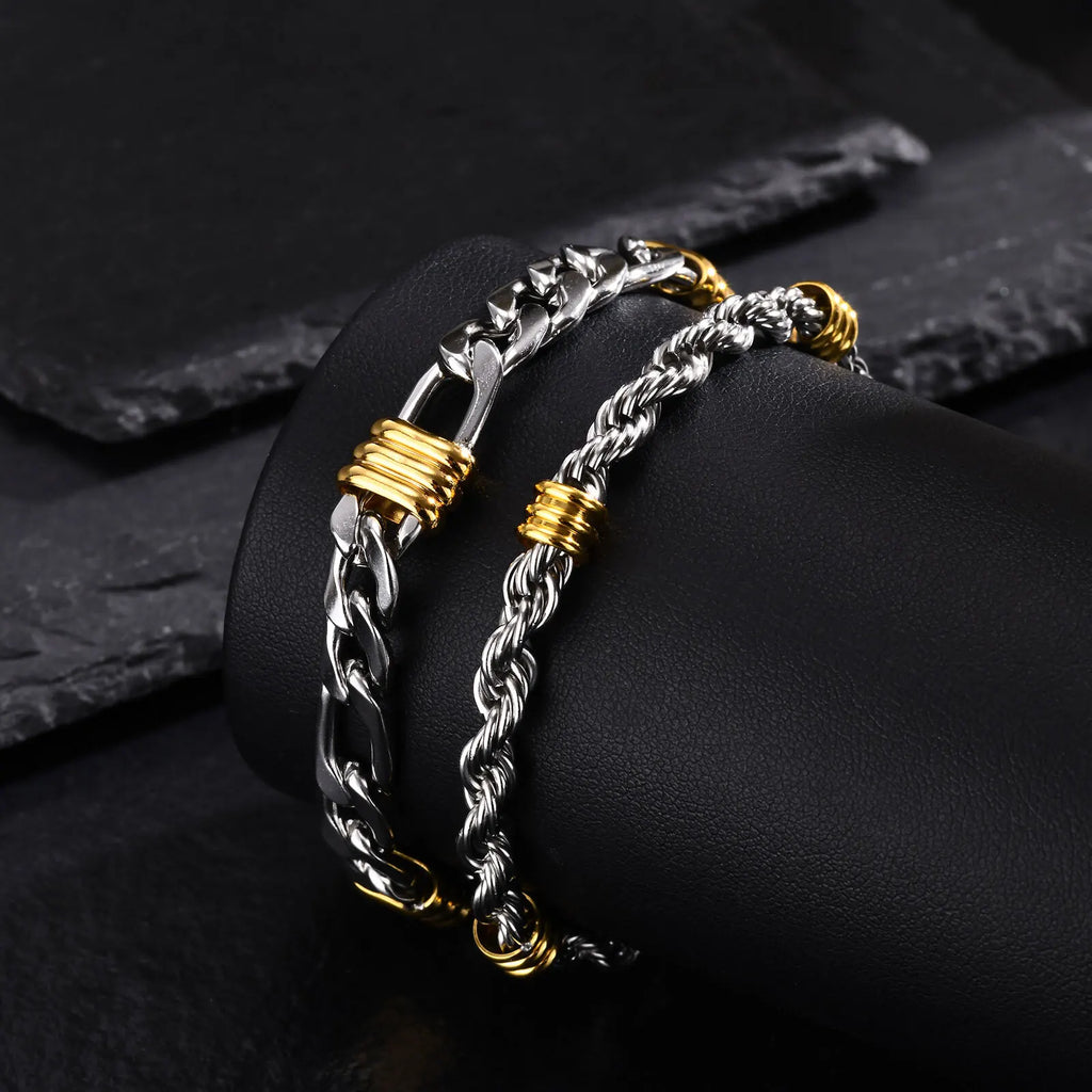 Men's Stainless Steel Rope-Style Chain Bracelet