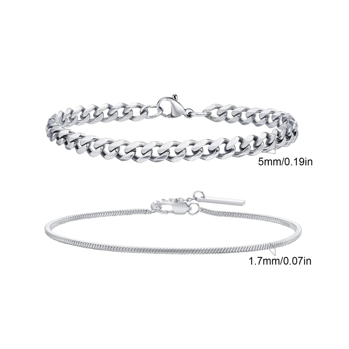 Men's Two-Piece Stainless Steel Chain Bracelet Set