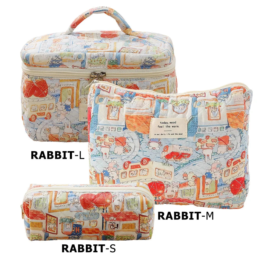 Quilted Cotton Makeup Bag