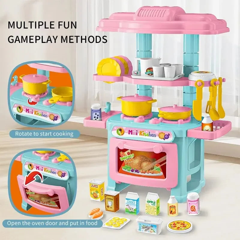 Kids’ Mini Pretend Kitchen Set with Tableware