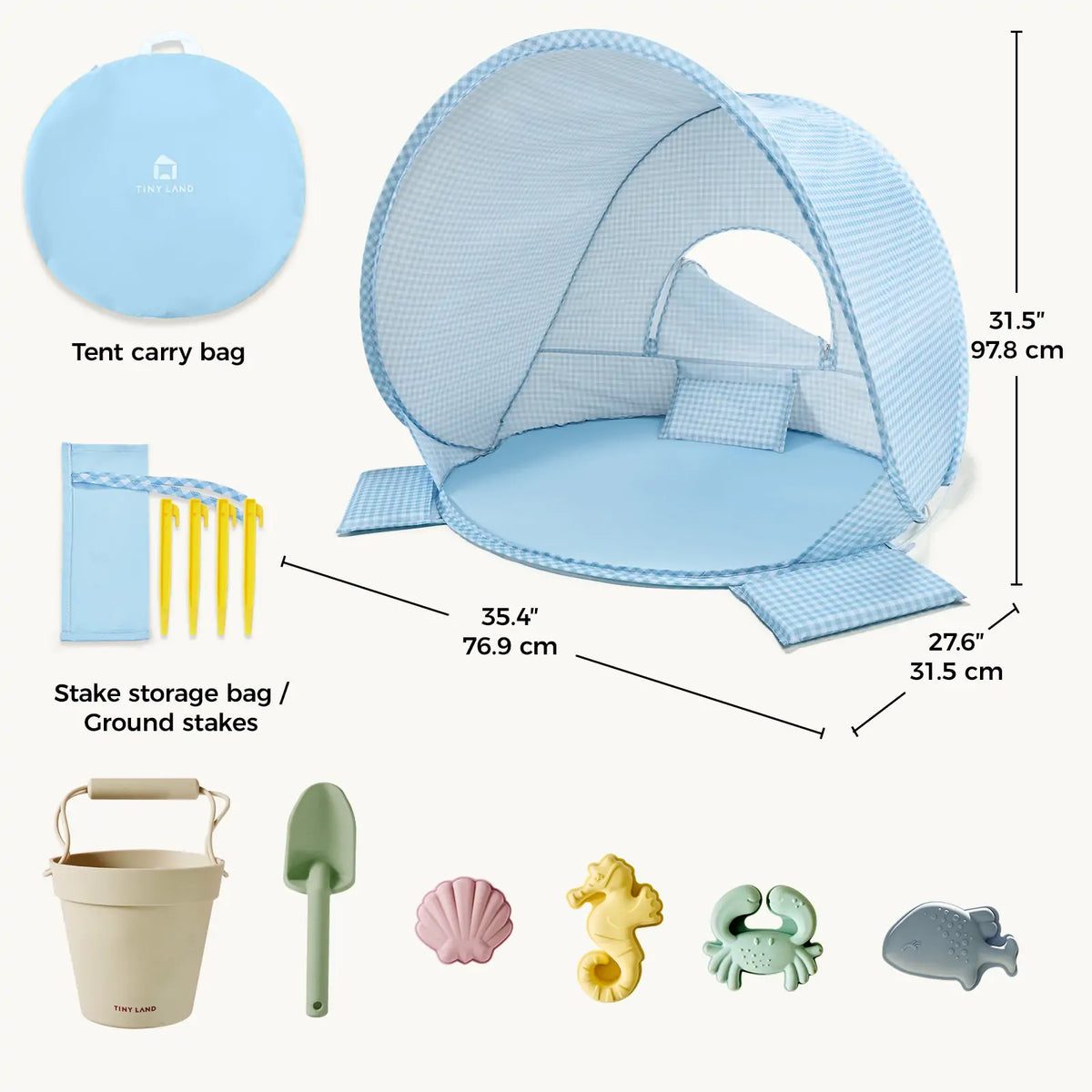 Tiny Land Beach Tent & Sand Toy Set for Kids