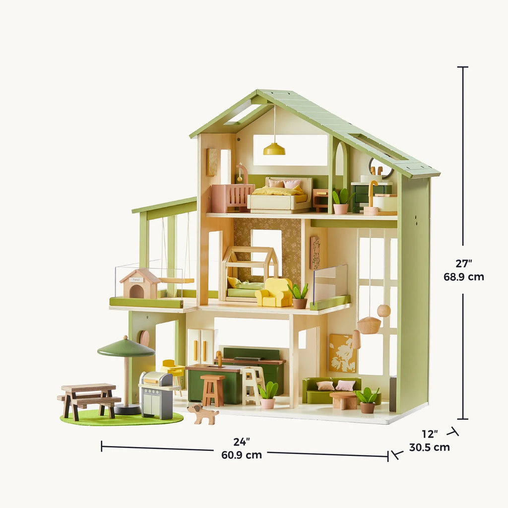 Tiny Land Sweetwood Edge Dollhouse — Green & Pink