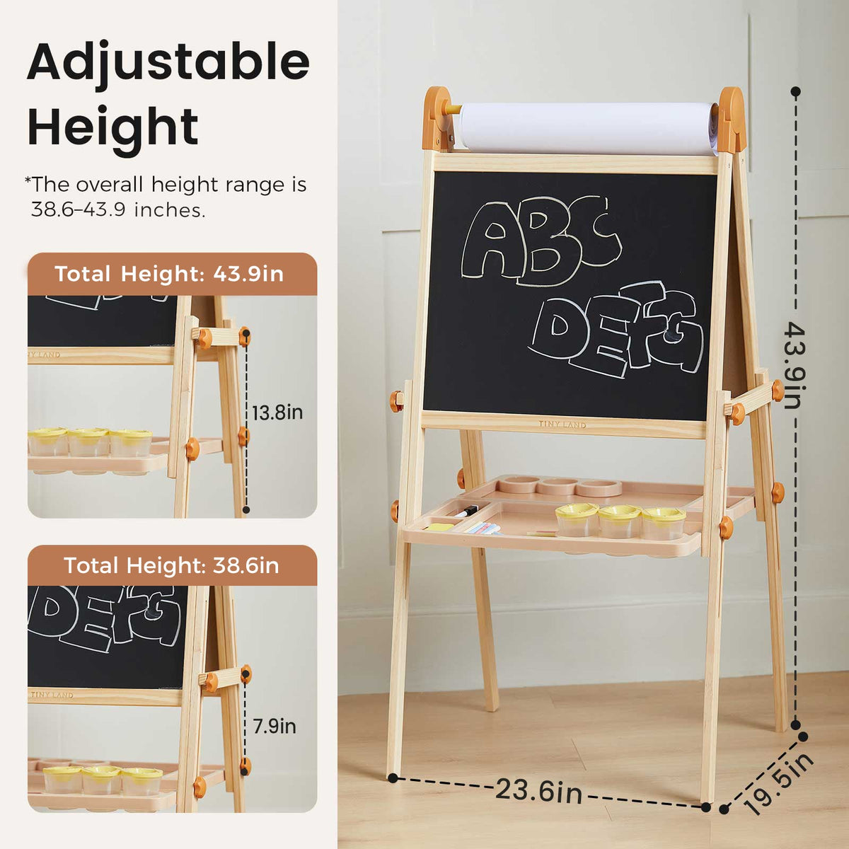 Tiny Land Caramel Magnitales Adjustable Double-Sided Kids' Easel