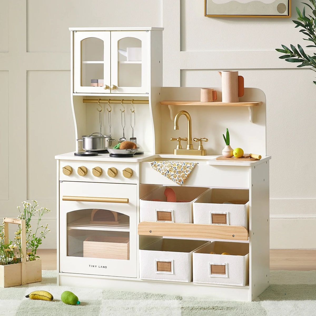 Tiny Land Wooden Play Kitchen with Storage