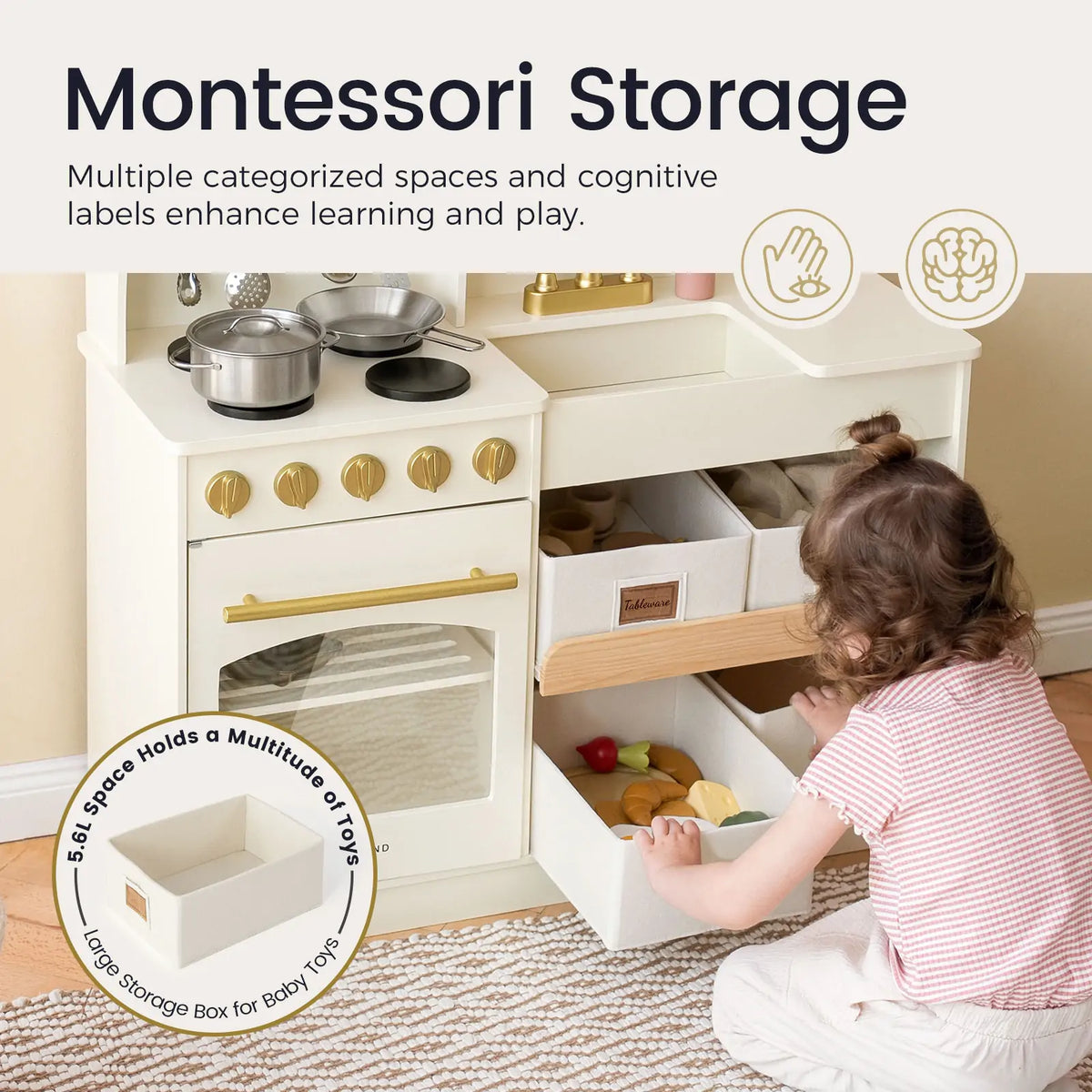 Tiny Land Wooden Play Kitchen with Storage