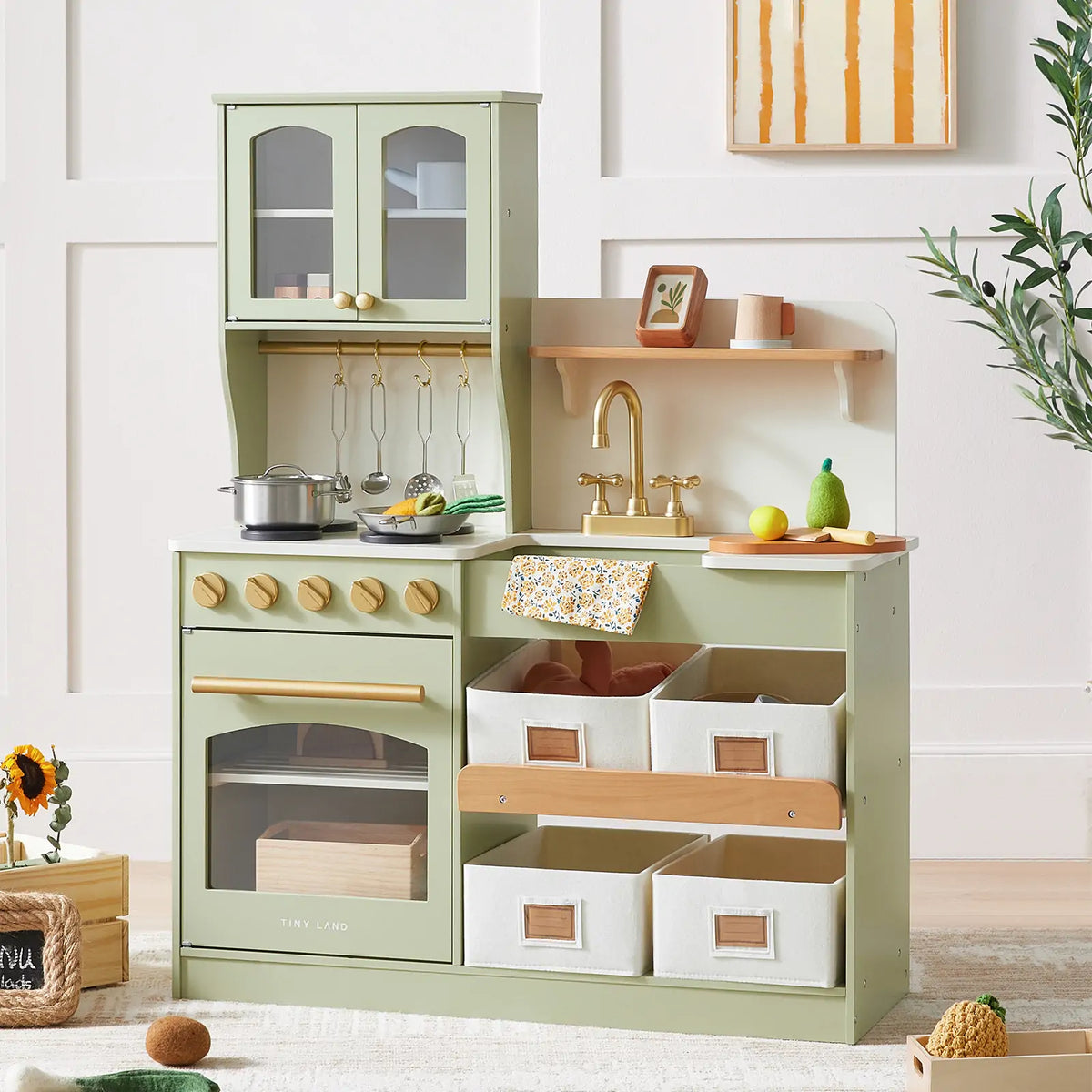 Tiny Land Wooden Play Kitchen with Storage